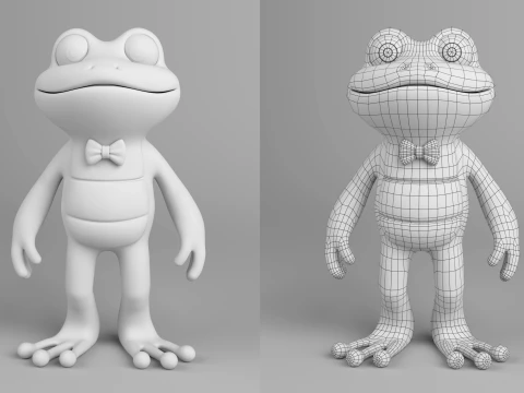Cute Frog Cartoon Character 3D Model