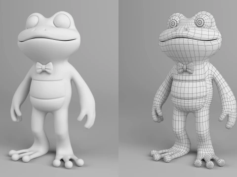 Cute Frog Cartoon Character 3D Model