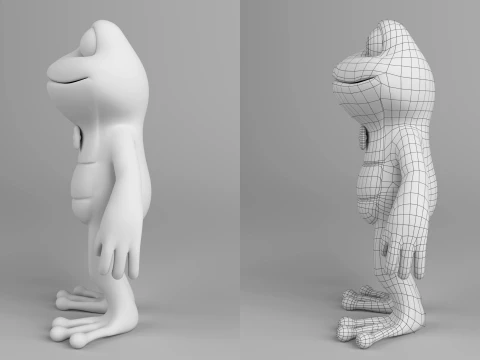 Cute Frog Cartoon Character 3D Model