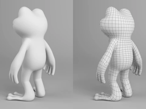 Cute Frog Cartoon Character 3D Model