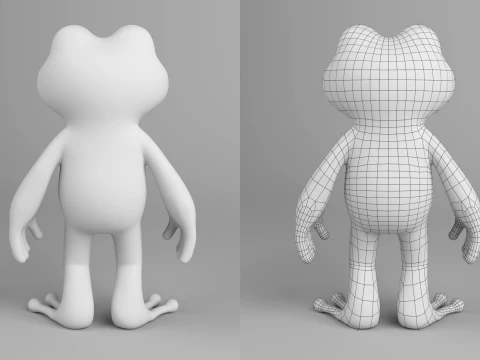Cute Frog Cartoon Character 3D Model
