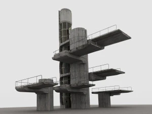 건축 미래주의 3D 모델