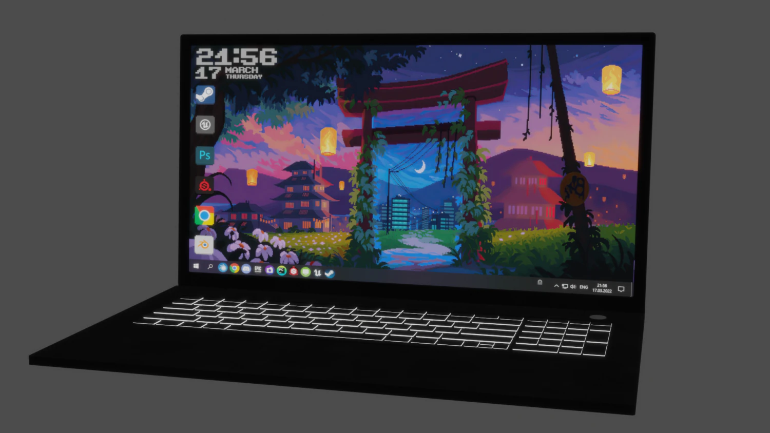 Laptop 3D Model .c4d .max .obj .3ds .fbx .stl .blend