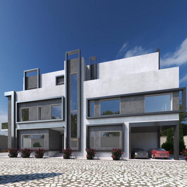 Modern villa Exterior Scene Model 3D .c4d .max .obj .3ds .fbx .stl .blend 