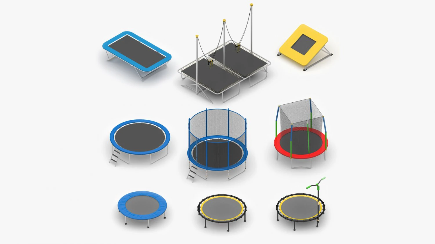 Trampoline Collection 3D Model .c4d .max .obj .3ds .fbx .stl .blend 