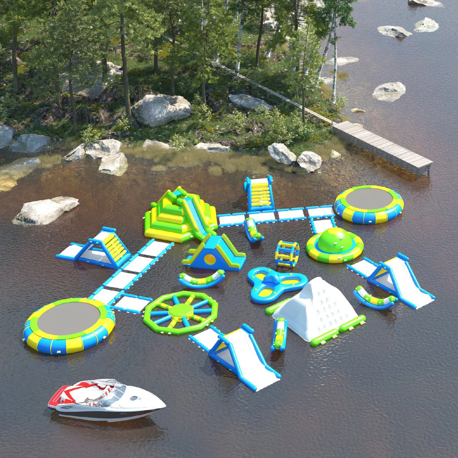Aqua inflatable Trampoline - 5 Different Model 3D Model .c4d .max .obj .3ds .fbx .stl .blend 