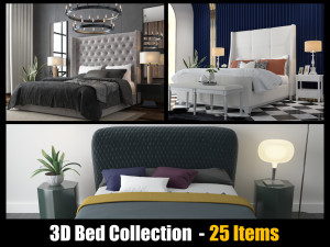 Bed Collection - 25 Different Models 3D 模型