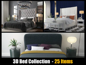 Bettenkollektion &ndash; 25 verschiedene Modelle 3D Modell
