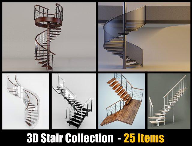 Stair Collection - 25 Different Model 3D Модель .c4d .max .obj .3ds .fbx .stl .blend 