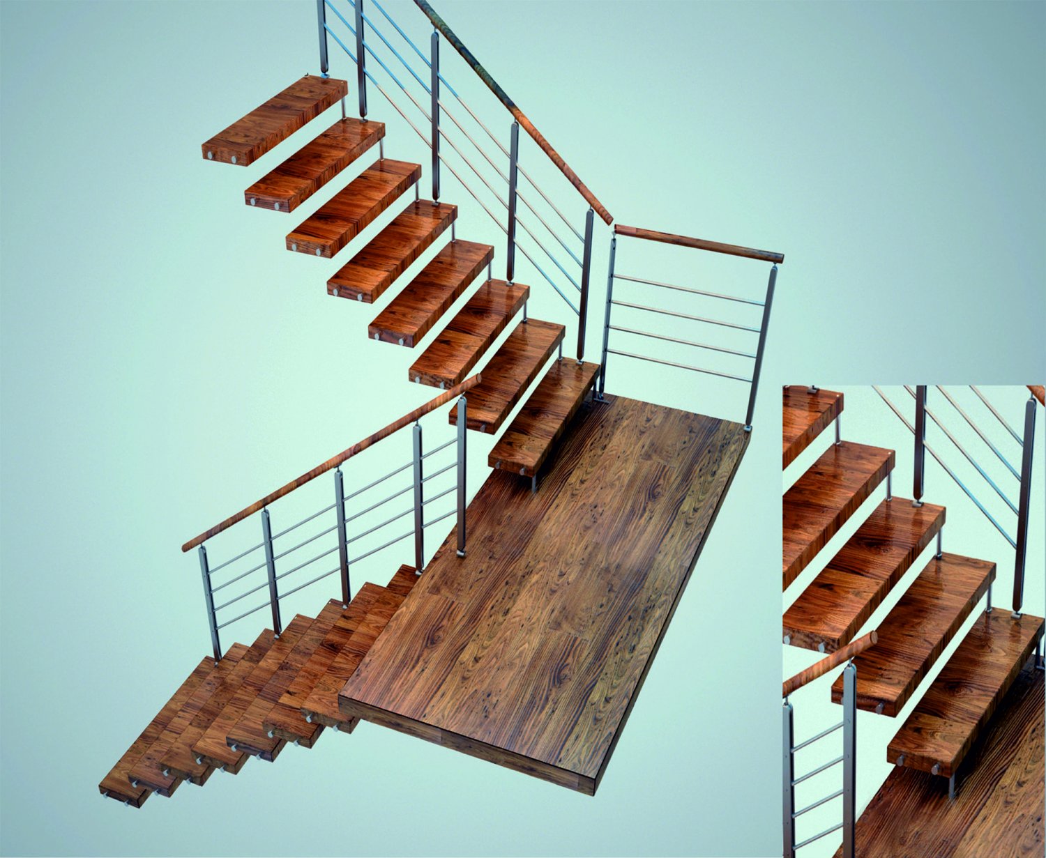 Винтовая лестница деревянная 3d model