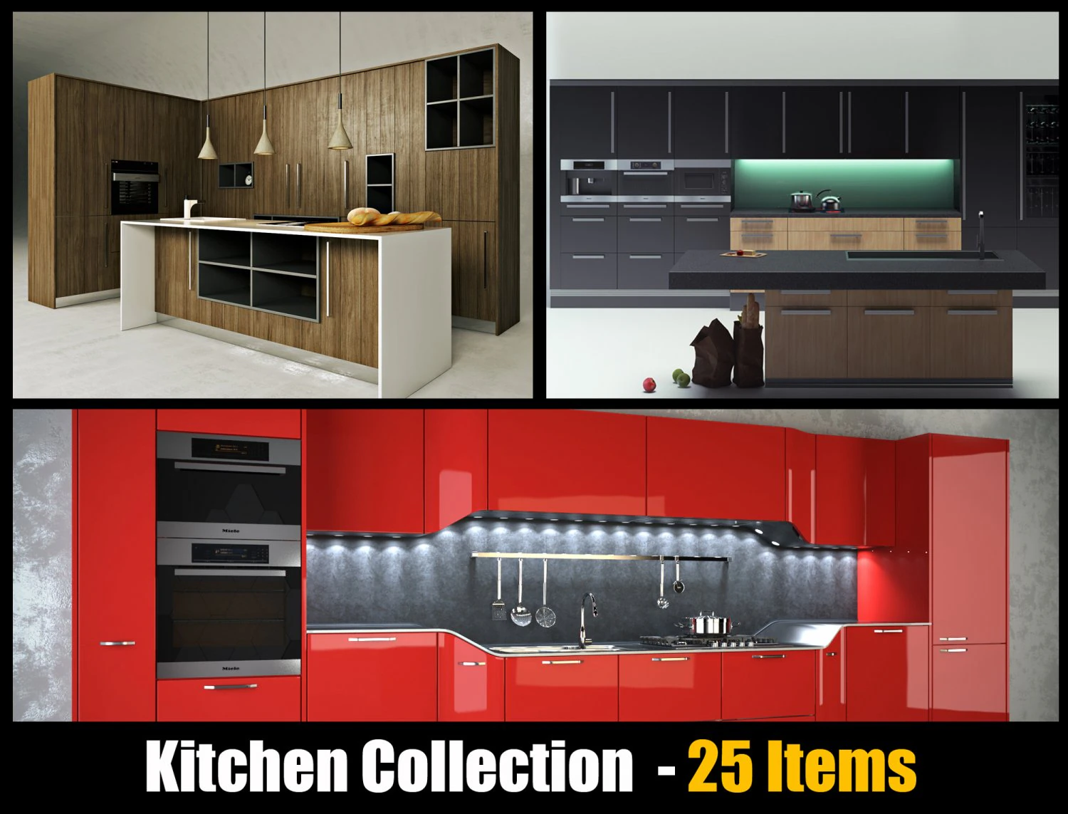 Kitchen Collection - 25 Different Model 3D Model .c4d .max .obj .3ds .fbx .stl .blend 