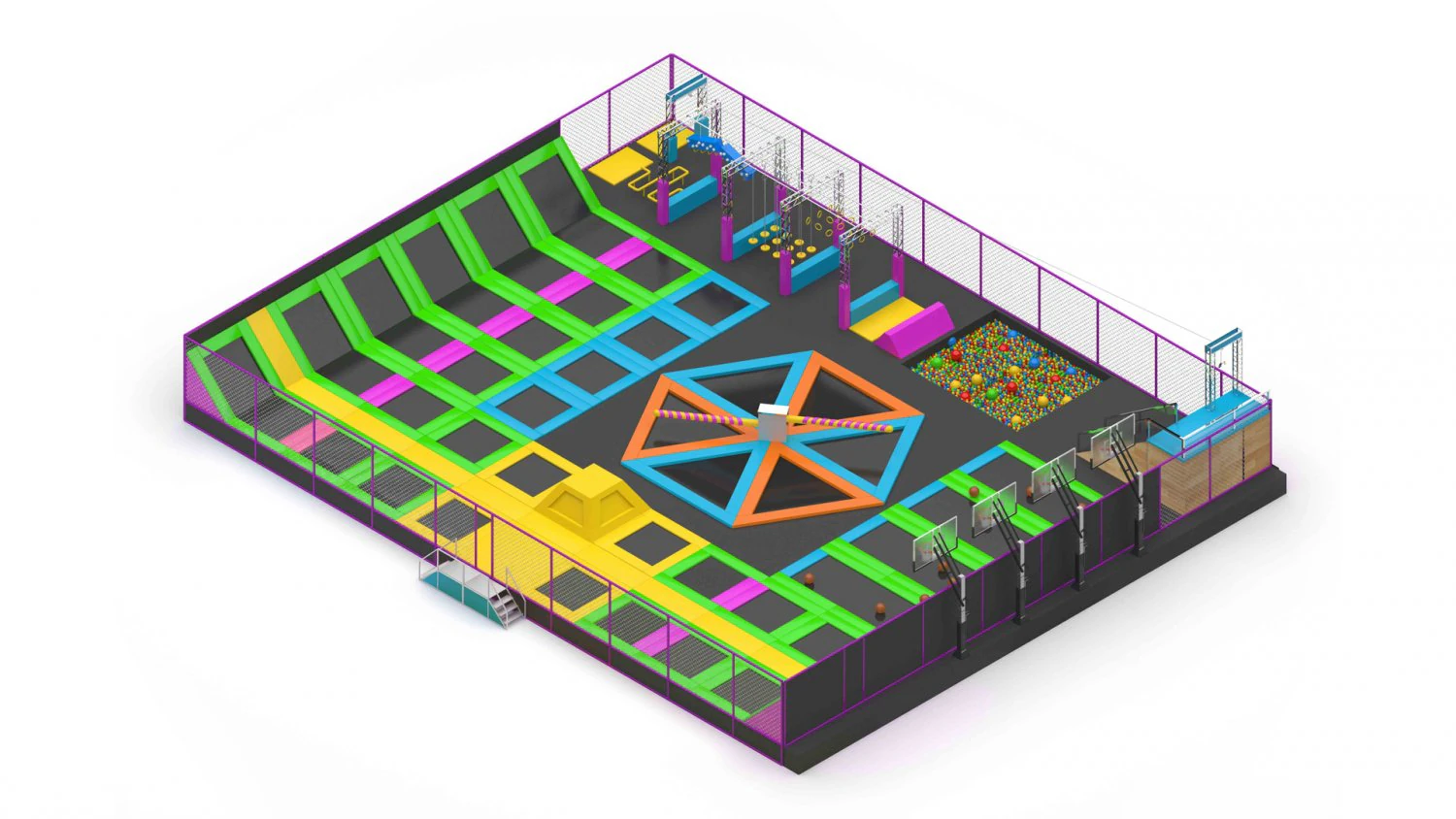 Trampoline Park 3D Model .c4d .max .obj .3ds .fbx .stl .blend 