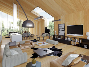 Villa With interior furniture Model 3D