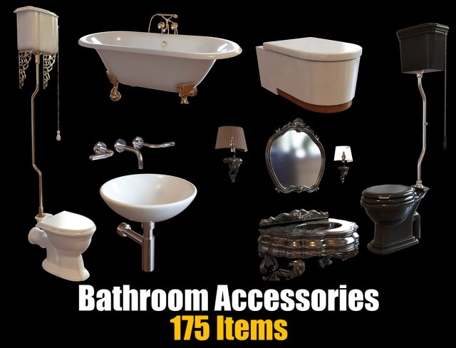 Bathroom Accessories Collection - 175 Items 3Dモデル .c4d .max .obj .3ds .fbx .stl .blend 