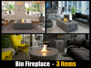 Bio Ethanol Fireplace - 3 Items 3D Model