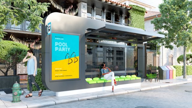 Modern Bus Stop 3Dモデル .c4d .max .obj .3ds .fbx .stl .blend 