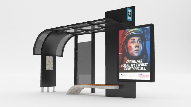 Modern Bus Stop Model 3D .c4d .max .obj .3ds .fbx .stl .blend 