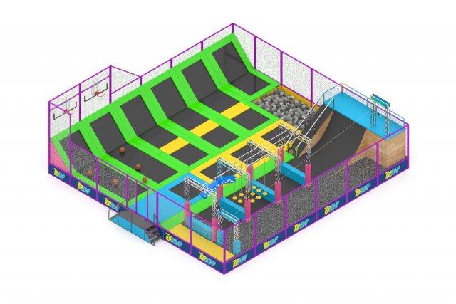 Trampoline Park 3D Модель .c4d .max .obj .3ds .fbx .stl .blend 