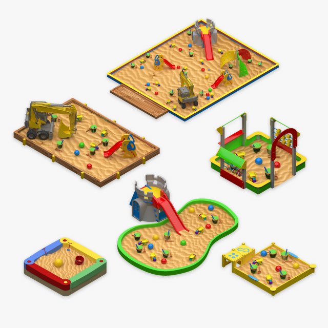 Sand Box Collection 3D Model .c4d .max .obj .3ds .fbx .stl .blend 