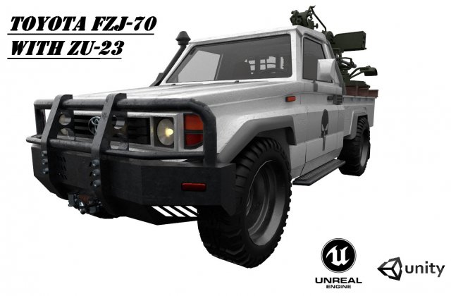 Toyota J75 with ZU-23 3D 모델 .c4d .max .obj .3ds .fbx .stl .blend 