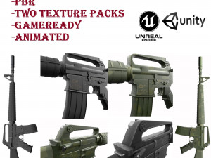 M-16 Assault rifle 2 texture pack 3D Model