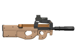 Assault rifle FN P90 with silencer and aim 2 texture pack 3Dモデル