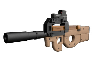 Assault rifle FN P90 with silencer and aim 2 texture pack 3Dモデル