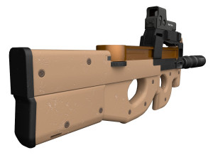 Assault rifle FN P90 with silencer and aim 2 texture pack 3Dモデル