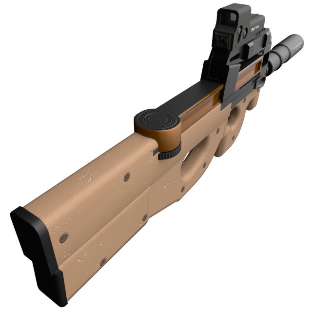 Assault Rifle FN P90 With Silencer And Aim 2 Texture Pack 3D.