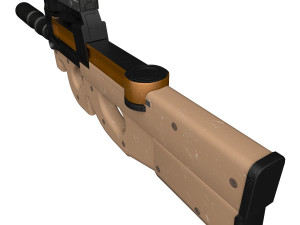 Assault rifle FN P90 with silencer and aim 2 texture pack 3Dモデル