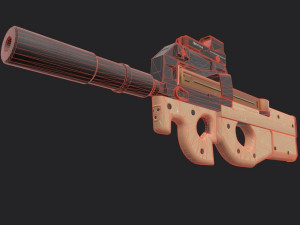 Assault rifle FN P90 with silencer and aim 2 texture pack 3Dモデル