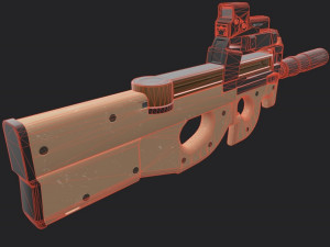 Assault rifle FN P90 with silencer and aim 2 texture pack 3Dモデル