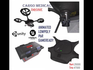 Drone medico cargo con modulo kit medico Modello 3D