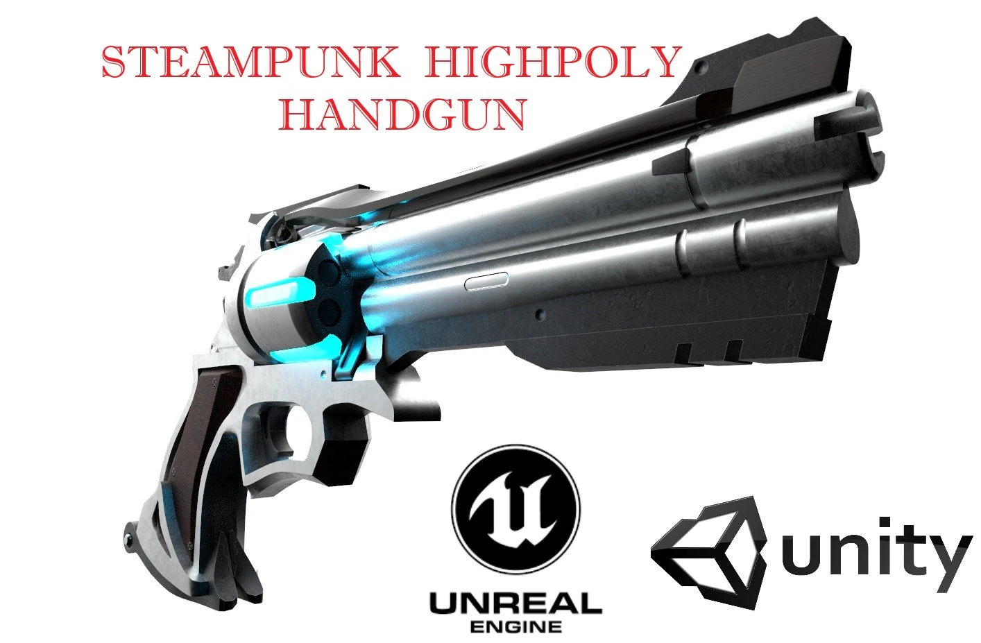 Revolver Steampunk Modello 3D .c4d .max .obj .3ds .fbx .stl .blend