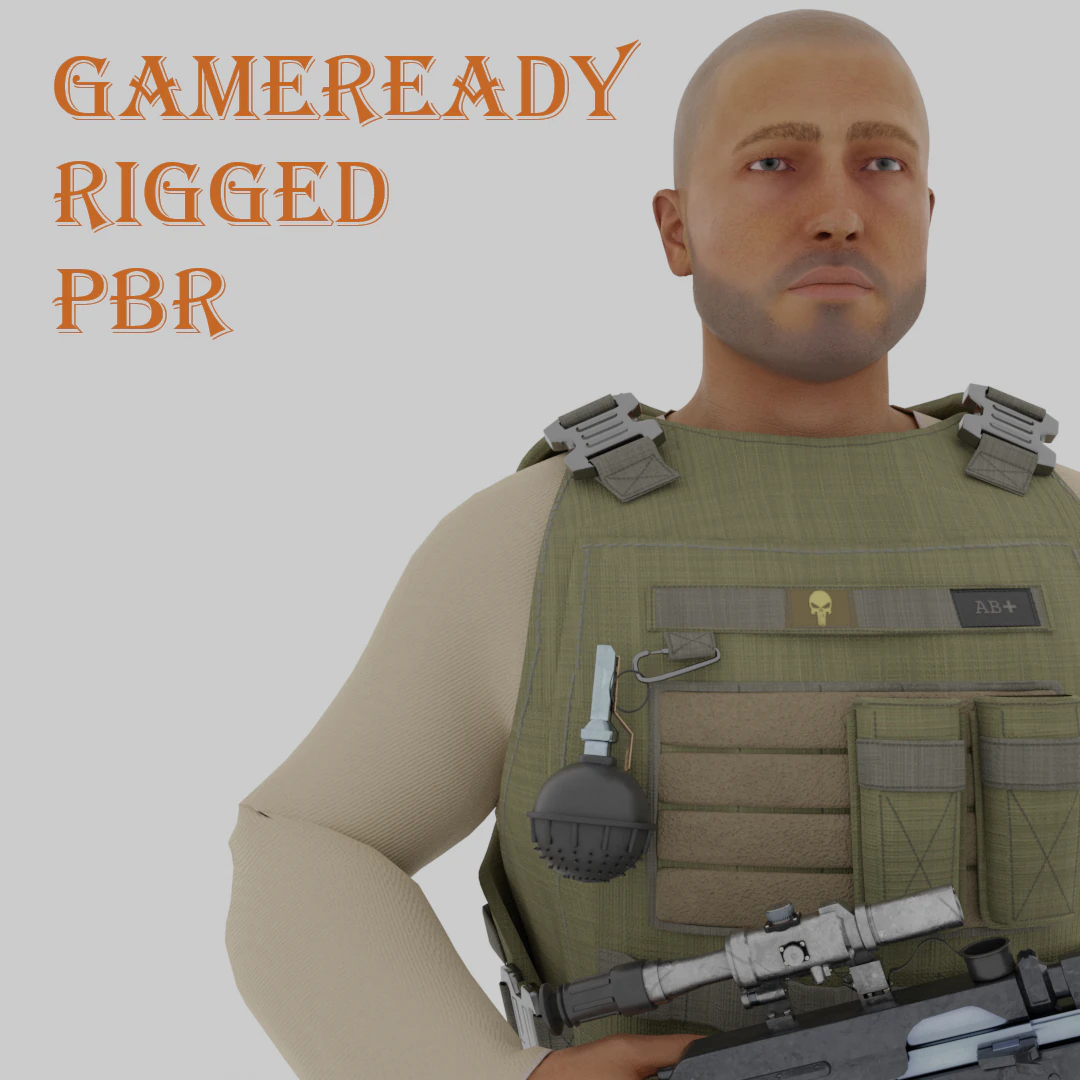 Soldier of Fortune from the Middle East 3D Model .c4d .max .obj .3ds .fbx .stl .blend 