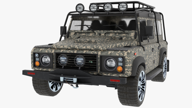 Land rover Defender Camo edition 3Dモデル .c4d .max .obj .3ds .fbx .stl .blend 