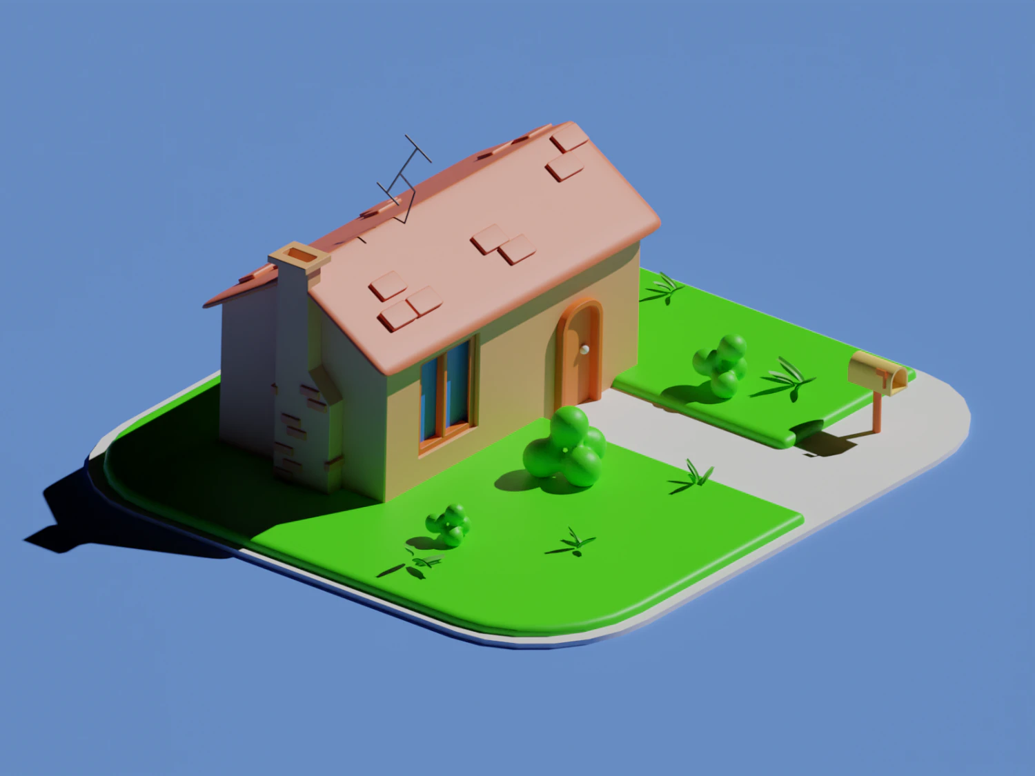 Cartoon house 3D Model .c4d .max .obj .3ds .fbx .stl .blend 