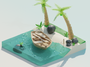 Cartoon beach 3D Model