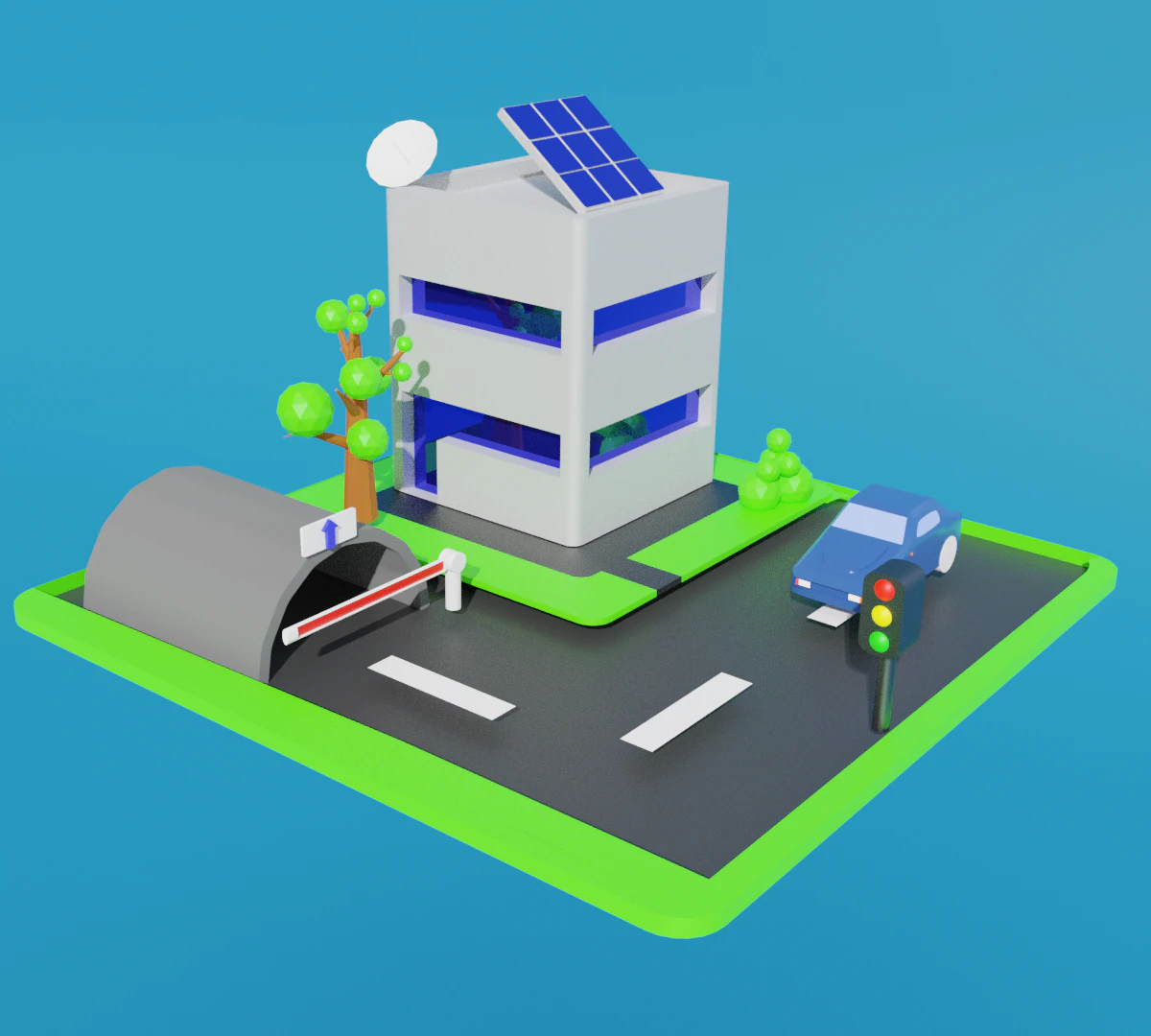 Lowpoly street 3D Model .c4d .max .obj .3ds .fbx .stl .blend 