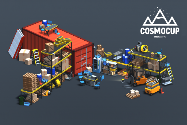 Low-Poly Warehouse Props Model 3D .c4d .max .obj .3ds .fbx .stl .blend 
