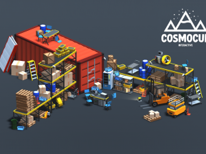 Low-Poly Warehouse Props Model 3D