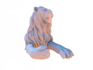 Low poly cartoon lion 3D Model