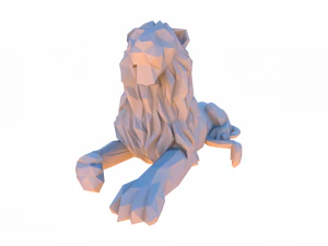 Low poly cartoon lion 3D Model