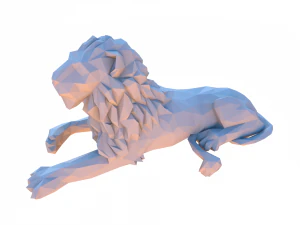 Low poly cartoon lion 3D Model