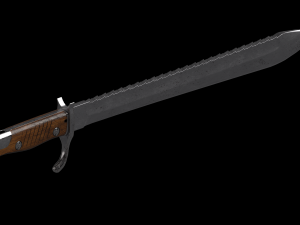 German WWI M1898-05 Butcher Sawback Bayonet 3D Model