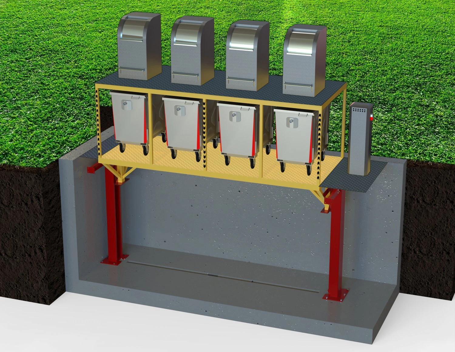 Underground Waste Container 3D Model .c4d .max .obj .3ds .fbx .stl .blend 