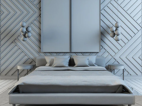 Miękkie ł&oacute;żko chowane w ścianie Model 3D