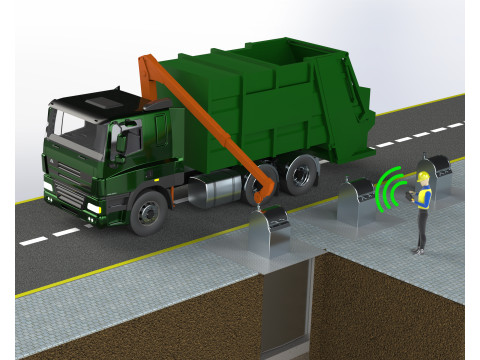 Garbage Truck with Crane Modello 3D