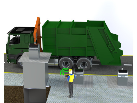 Garbage Truck with Crane Modello 3D