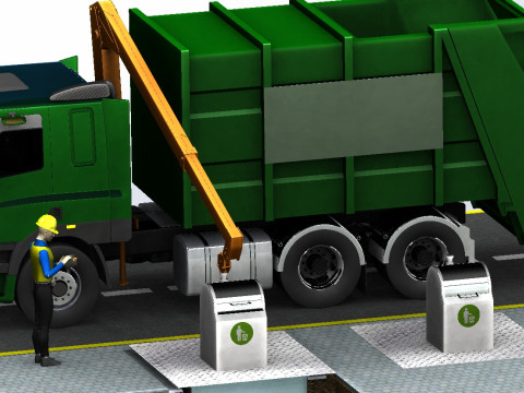 Garbage Truck with Crane Modello 3D